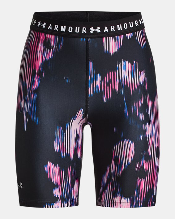 Women's HeatGear® Printed Bike Shorts, Pink, pdpMainDesktop image number 4